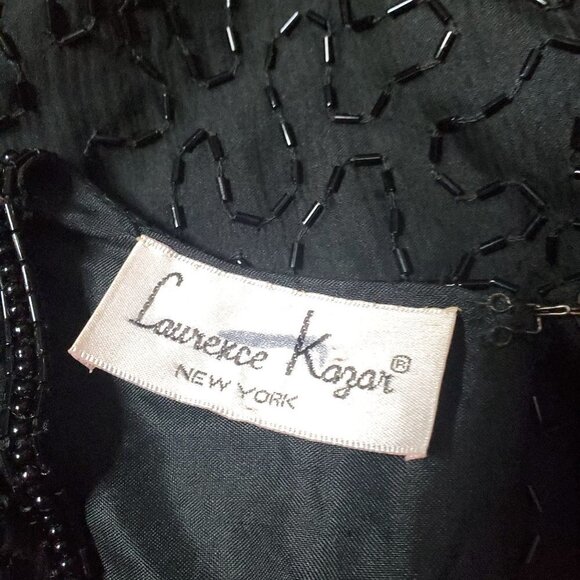 LAWRENCE Kazar 100% Pure Silk Black Lined Sequins Beads Party Blouse Size Medium - Picture 8 of 9